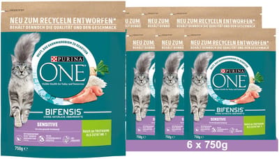 PURINA ONE BIFENSIS SENSITIVE droogvoer voor katten, rijk aan kalkoen (6 x 750g)