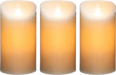 Atmosphera Led stompkaarsen - 3x stuks - Warm licht - Wit