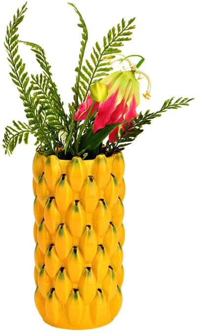 Atmosphera Bloemenvaas banaan - geel - D12 x H22 cm - keramiek - vaas