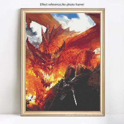Peinture diamant Dragon 5D à faire soi-même, images rondes complètes avec strass, broderie diamant 20X30CM orange