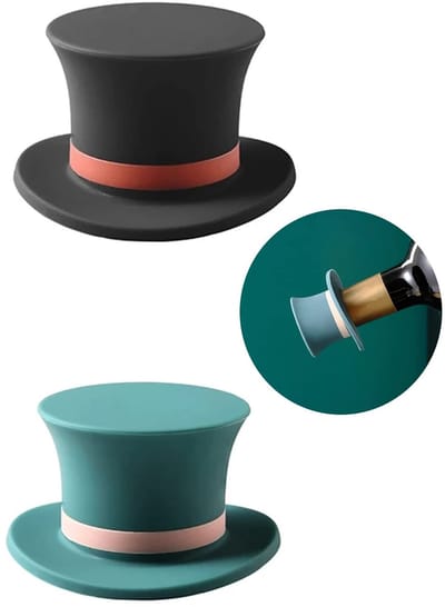 Dailygoods - Herbruikbare siliconen champagnestoppen - Afdichtingsstop voor wijnfles - Duurzaam en eenvoudig te reinigen - Zwart en groen - Geschikt v