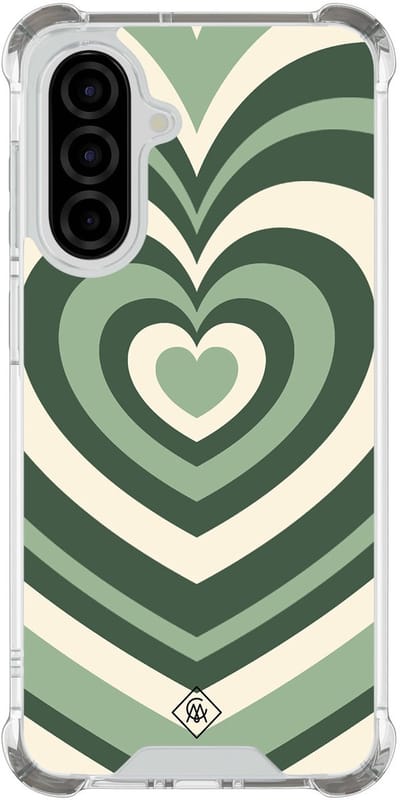 Casimoda® hoesje - Geschikt voor Samsung Galaxy A36 - Groen Hart Swirl - Shockproof case - Extra sterk - TPU/polycarbonaat - Groen, Transparant