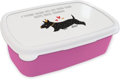 Broodtrommel Roze - Lunchbox - Brooddoos - Spreuken - Quotes - I work hard so my dog can have nice things - Honden - 18x12x6 cm - Kinderen - Meisje