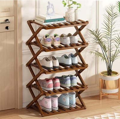 Vouwbare schoenenrek met 5 niveaus, ruimtebesparende schoenenorganiser voor 16-20 paar schoenen, ideaal voor hal, entree en woonkamer, afmetingen 50 x 25 x 90 cm