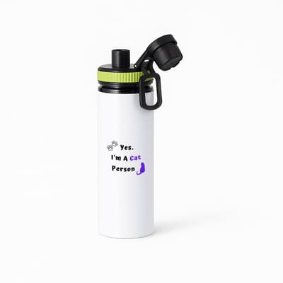Hacebo® - yes I'm a cat person waterfles met draaidop groen - Katten - katten liefhebbers - iemand die houdt van poezen - verjaardag - cadeau - kado - geschenk - water fles - 850ML