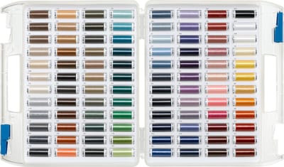 Koffer met 96 kleuren naaigaren 200m - stikzijde Seralon Mettler - 100% polyester