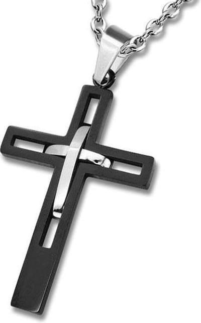 Amanto Ketting Fidelis - 316L Staal - Kruis - 45x27mm - 60cm