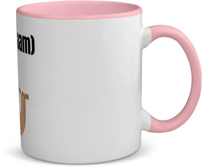 Akyol - luiaard met koffie met eigen naam koffiemok - theemok - roze - Luiaard - luiaard liefhebbers - iemand die houdt van luiaards - verjaardag - cadeau - kado - 350 ML inhoud