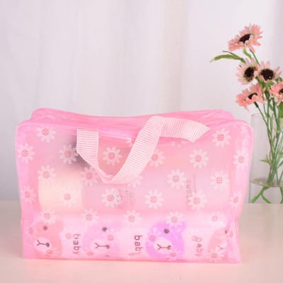 Waterdichte Cosmetische Tas PVC Transparant met Rits Toilettas Draagzak voor BadartikelenRoze pink