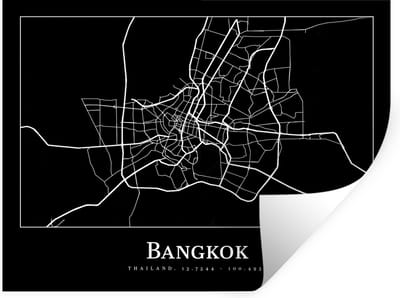 Muurstickers - Sticker Folie - Bangkok - Kaart - Stadskaart - Plattegrond - 40x30 cm - Plakfolie - Muurstickers Kinderkamer - Zelfklevend Behang - Zelfklevend behangpapier - Stickerfolie
