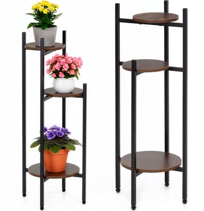 Plantenstandaard - Bloemenstandaard - Plantenrek - Bloementrap - Metaal - 3 laags - 81 Cm - Zwart