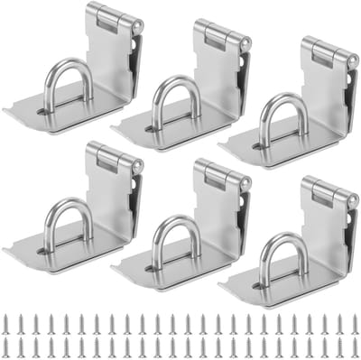 Dailygoods- Veiligheidsslot 6 Stuks - 90° Deurscharnier - Roestvrij Staal - Afsluitbaar voor Hangslot - Duurzaam - Ideaal voor Poorten