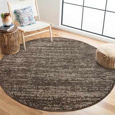Relax Oslo - Laagpolig Effen Vloerkleed - Rond - Modern Tapijt - Bruin- 120 CM Ø