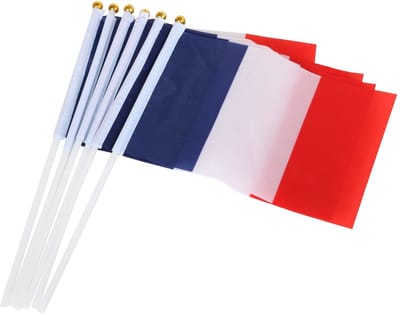 Allecto - Franse Vlaggen - Handvlaggen - Ideaal voor Feestdagen - Klein formaat - Ondersteun Franse Sportteams - Perfect voor Bastille Day - 10 S