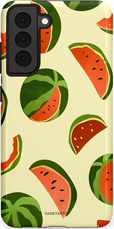 Casetastic Hoesje Geschikt voor Samsung S21 FE - Stijlvolle Beschermende Duo-layer Case - Watermeloen Festijn