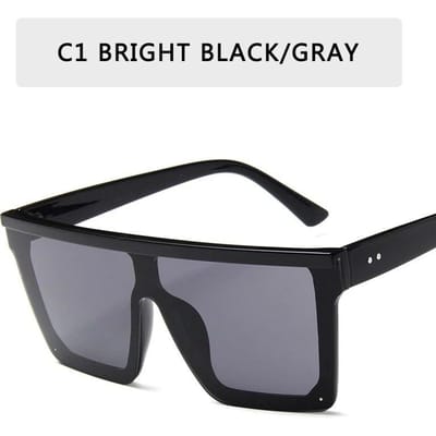 Vintage zonnebril met platte bovenkant, zwarte vierkante tinten UV400 zonnebril voor dames, coole mode-bril black