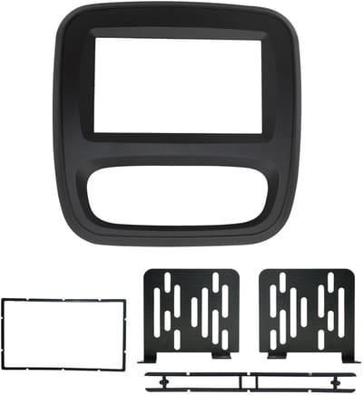 Dailygoods- Dubbele Din Fascia - Autoradio DVD Paneel Frame - Compatibel met Renault Trafic/Opel Vivaro 2015+ - In-dashboard Montageframe - ABS Plastic - Zwart