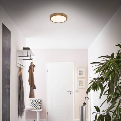 BRILONER - LED Plafondlamp - plafonniére met houtlook - 3.000K warm wit licht - 16W - Ø28cm