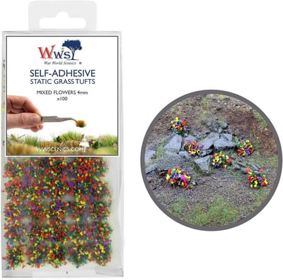 Zelfklevende Statisch Grasplukjes Gemengde Bloemen 4mm voor Diorama en Modelspoor