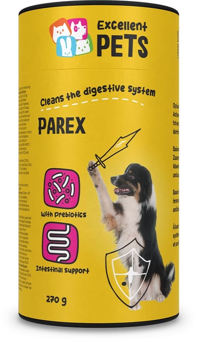 Excellent Pets Spijsvertering 270 gr - Prebiotica - 100% natuurlijk - Bij Moeilijke Ontlasting - Bevordert darmflora, versterkt Immuunsysteem en Glanzende Vacht - Weerstand Honden supplementen - Dog Parex
