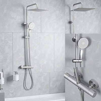 DERW Max Regendouche met Thermostaatkraan - Doucheset Chroom - Regendoucheset - 12 inch Douchekop - Regendouche en Handdouche - Hoogte Verstelbaar - Chroom