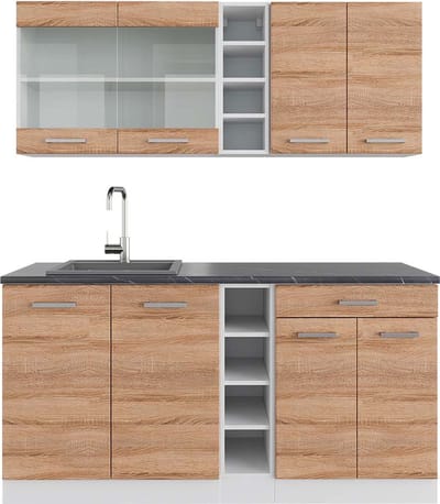 Vicco R-Line Eenpersoonskeuken – 160 cm, WB Antraciet Sonoma/Wit