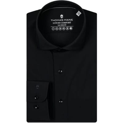 Thomas Maine Overhemd Hyper Stretch Luxury Comfort Roma Modern Kent Zwart / male