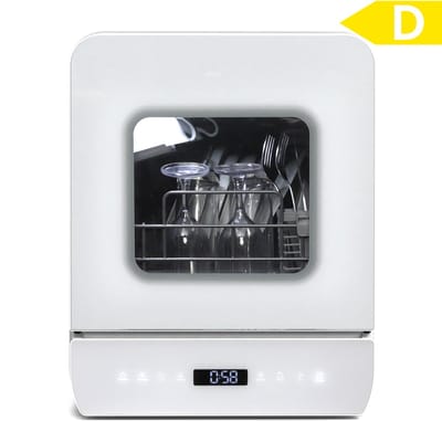 Puluomis Mini Vaatwasser met Waterreservoir - Vrijstaande Afwasmachine - 3 Couverts - 6 Wasprogramma's - Incl. Bestekmandje - Wit