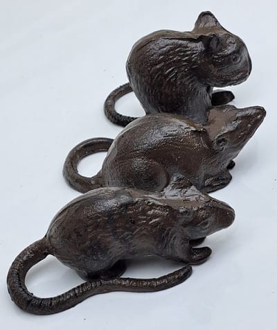Gietijzeren muizen set van 3 stuks CI126BR1150 - mouse decoratie muus - muis