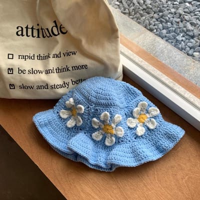 Niche Kleurrijke Bloemen Gehaakte Openwerkmuts Dames Vissershoed Grote Rand Die Gezicht Toont Kleine Zonneklep Hoed one size fits all gray