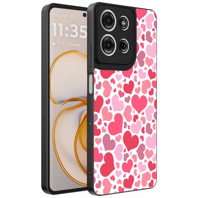 Geschikt voor Motorola Edge 50 Telefoonhoesje met Hartjes Print - Hearts Design TPU Backcover Case - Kinder Hoesje met Hartjes Design - Smartphonica geschikt voor Motorola Edge 50