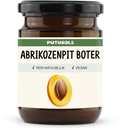 Puturals Abrikozenpit Boter 100% Natuurlijk - 250ml - Hydrateert en Verzorgt Droge Huid - Rijk aan Vitaminen en Vetzuren - Natuurlijk Alternatief voor Body Butter en Bodylotion - Bruine Glazen Pot
