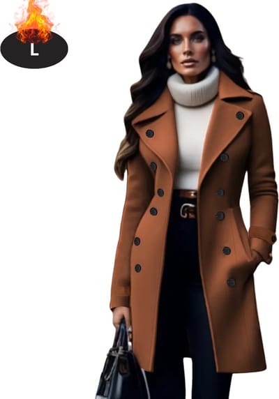 Livano Mantel Dames - Tussenmantel - Jas - Mantelpakje - Trenchcoat - Overjas - Overcoat - Winter - Donkerbruin - L