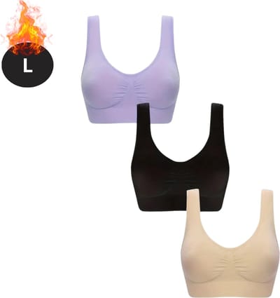 Bovista BH Set Zonder Beugel - Zonder Bandjes - Push-up Bh's - Comfort Beha - Comfortabel - Sterk - Dames - 3 Pack - Gemengd 3 - Maat L