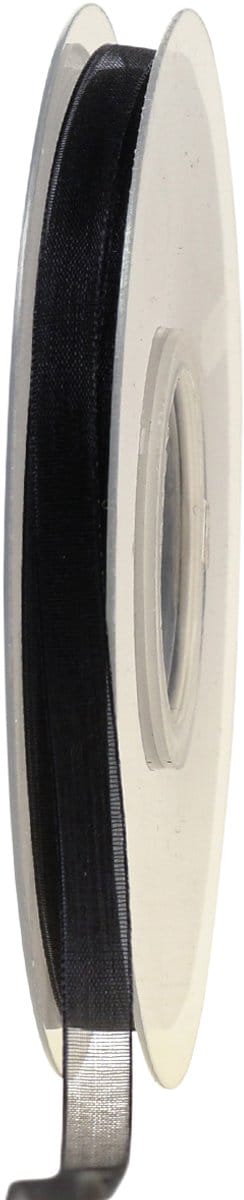 Rouw organza lint met zelfkant 6mm 50m zwart