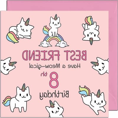 Verjaardagskaart Beste Vriend - Grappige Kat Kaart - Viering Organiseren - Dikke 350gsm Kaart - 145 x 145mm - Roze