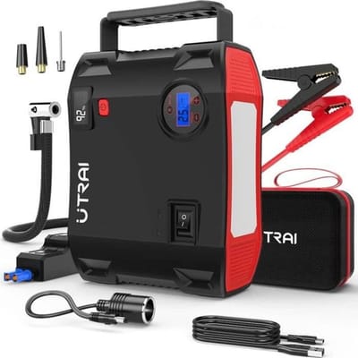 UTRAI Jstar 5 Startbooster - 2000A - Bandenpompfunctie 150 PSI (Tot 8,0L Benzine/6,5L Diesel) Snelladen 3.0 zwart