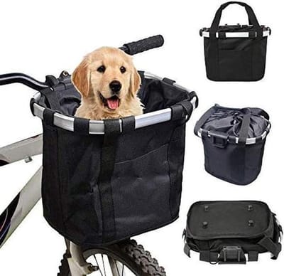 Opvouwbare Fietsmand - Huisdierdrager Organizer - Fietsen met Huisdier - Afneembaar Aluminium Frame - 10 kg Draaglast - Zwart