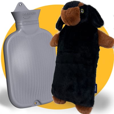 Pasper XXL kruik met hoes 3.5 liter - naadloos ontwerp - warmwaterkruik - 8 uur warmte - hond teckel - kruikzak