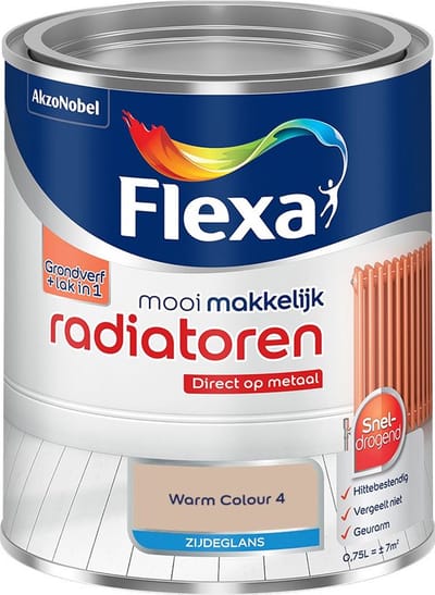 Flexa - Mooi Makkelijk Radiatoren Zijdeglans - Warm Colour 4 - Mengverf - 750 Ml