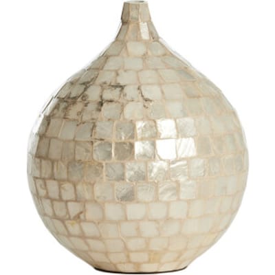 Light & Living Vaas Elorza - Crème - Ø22cm - Hout - Modern - Bloemenvaas - Woondecoratie - Decoratieve vaas voor woonkamer of slaapkamer
