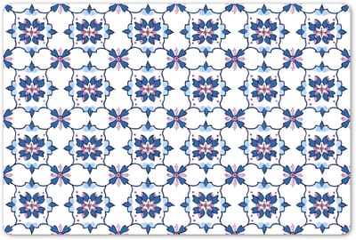 Placemats 45x30 cm - Placemat kunststof - 1 stuk - Modern - Patroon - Blauw - Roze - Borden onderleggers - Decoratie voor op tafel - Keuken tafeldecoratie accessoires - Vinyl onderlegger - Tafelversiering