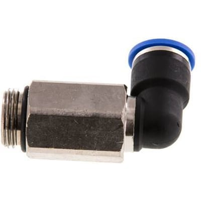 10mm x G3/8'' 90 graden L-verbinding Messing/PA 66 Insteekfitting Buitendraad Lange Huls Draaibaar NBR [2 Stuks]