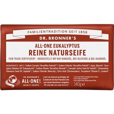 Dr. Bronner's Blokzeep All-One Eucalyptus Puur Natuurlijke Zeep Dames 140 g