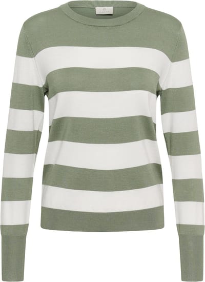 Kaffe KAlizza Striped Knit Pullover Dames Trui - Seaspray / Chalk wide stripe