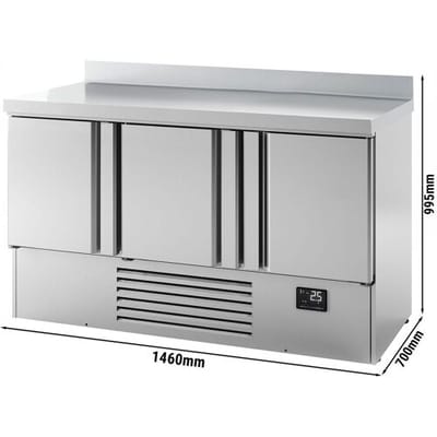 GGM Gastro Kühltisch Premium PLUS - 1460x700mm - mit 3 Türen - mit Aufkantung Zilver