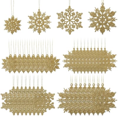 Dailygoods - 36 Stuks Gouden Sneeuwvlok Ornamenten voor Kerstdecoratie