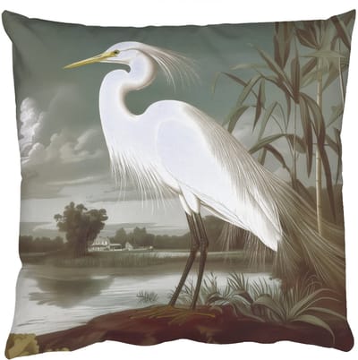 Sierkussens - Kussentjes Woonkamer - 50x50 cm - Reiger - Planten - Wolken - Wit