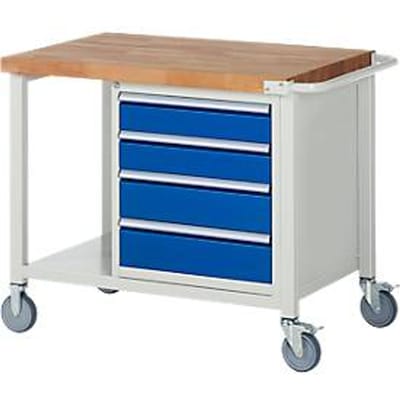 Werkbank serie 8162, verrijdbaar, 4 schuifladen,  B 1000 x D 700 x H 880 mm