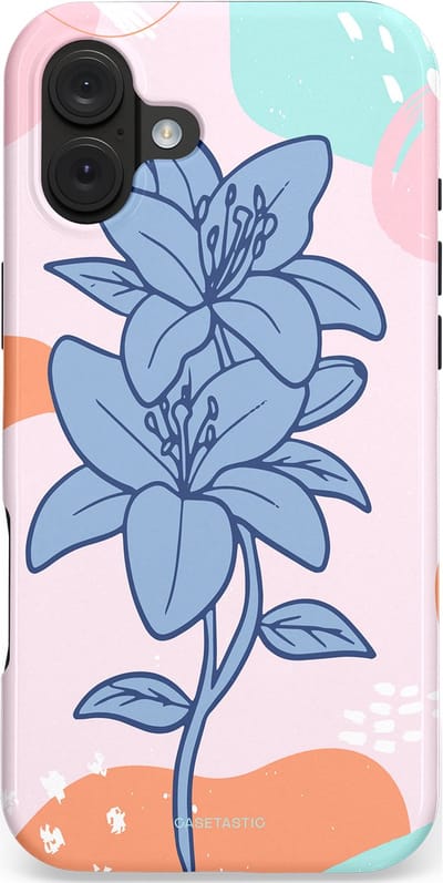 Casetastic hoesje geschikt voor Apple iPhone 16 Plus - MagSafe - Dubbellaagse bescherming - Roze Paarse Lelie Bloemen - Fashion Case - Wit Perzik Lichtblauw Mintgroen